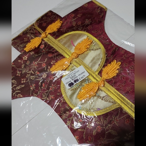 Vintage Japanese/Chinese Wine/Sake Bottle Covers Nwt Burgundy - Picture 3 of 6